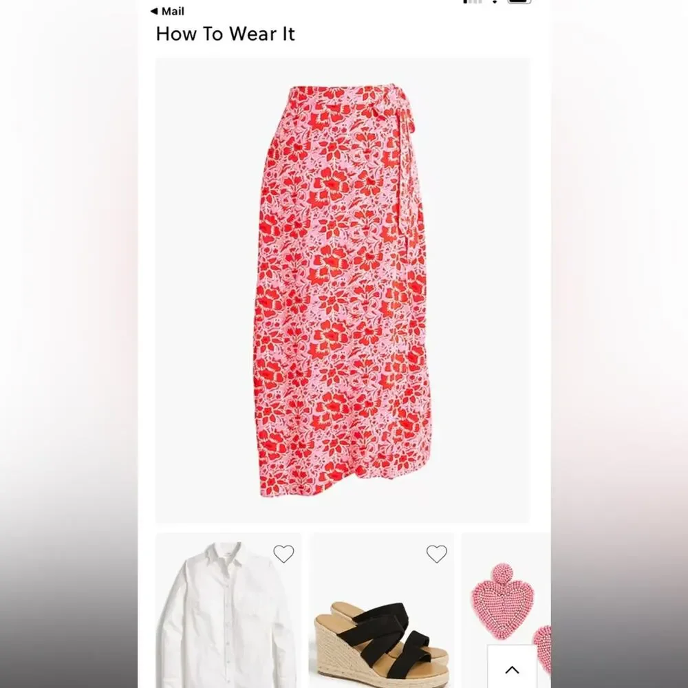 J. Crew Factory Wrap Azalea Belvedere Red midi skirt